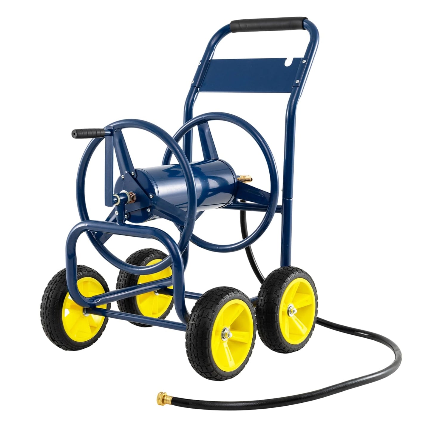 Toolsempire Garden Hose Reel Cart, Mobile Water Hose Cart with Heavy-duty Metal Frame & 4 Solid Wheels, Hold up to 330 ft of 5/8" Hoses, Outdoor Planting Tool for Lawn & Backyard (Navy Blue)