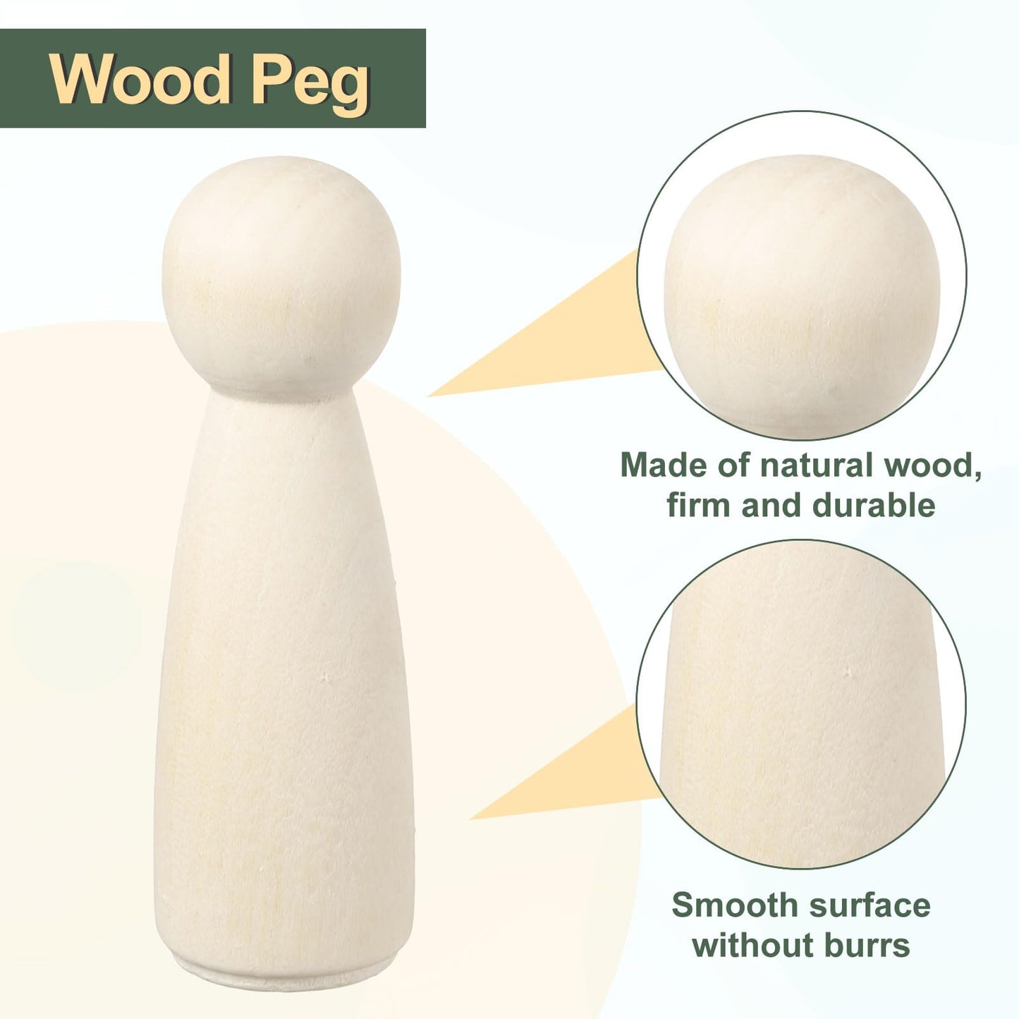 uxcell 5 Pack Wood Peg, 3.5 Inch Girl-Shape Wooden Peg People, Unfinished Wooden Peg People Bodies Figures for DIY Art Craft Painting