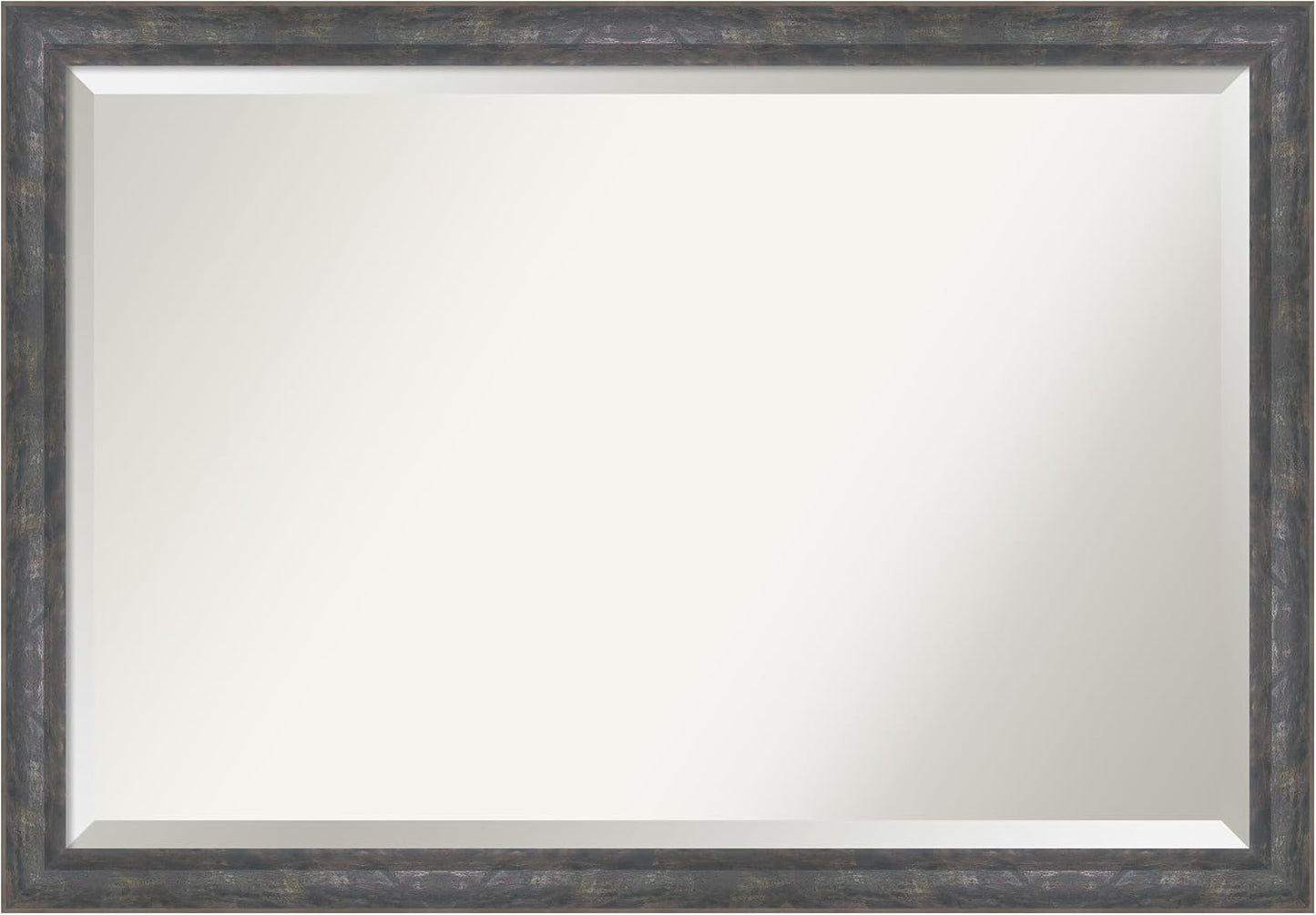 Amanti Art Grey Wall Mirror 27x39 Angled Metallic Rainbow Rectangle Bathroom Mirror for Wall Decor Living Room, Large Modern Contemporary Wood Frame, Hangs Horizonally and Vertically, Bathroom Decor