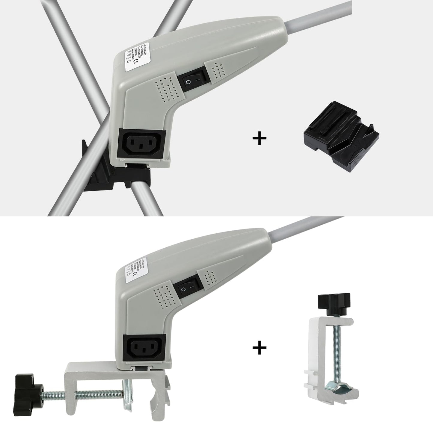 Trade Show Lights LED Display and Exhibit Arm Lighting, Connectable Tradeshow Lights Included Clamps, Mounting Brackets, Power Cables, Connect Cables (2pcs Grey)