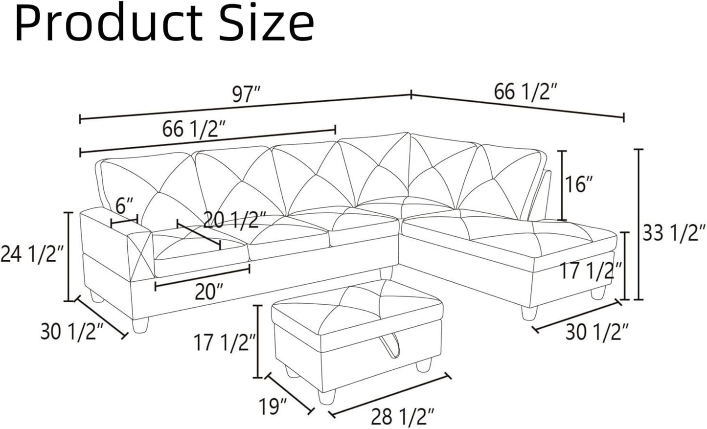 Modular Leather Sectional Couch, L Shaped Couch with Storage, Convertible Sofa with Ottomans, Modern Sectional Sofa for Living Room and Office, 5 Seat, Brown