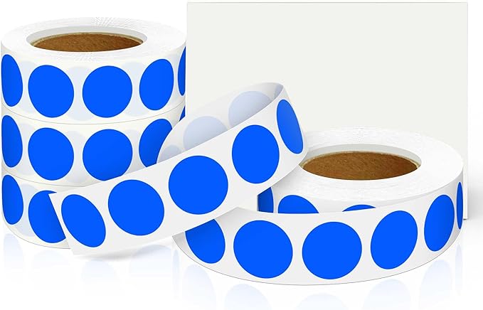 0.75 Inch 4 Rolls of 4000 Colorful Dots Sealing Stickers,3/4"Round Permanent Adhesive Color Coding Labels,Blue Dots Stickers for Home Decorative, Storage Bins, Moving Containers & Organization