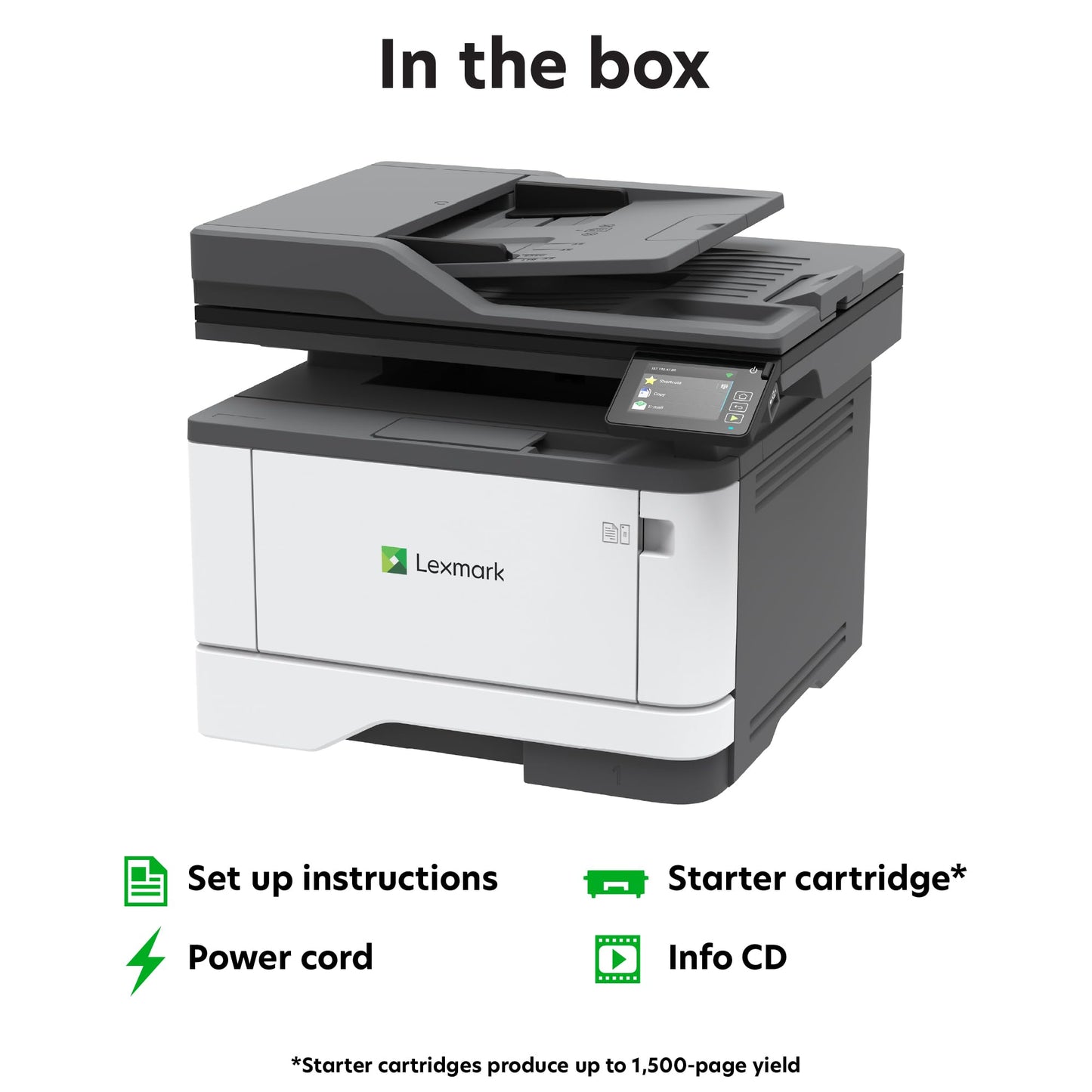 Lexmark Mx331Adn Black And White All-In-One Printer With Touchscreen, Laser Device With Optional Wireless Connection, Duplex Pri