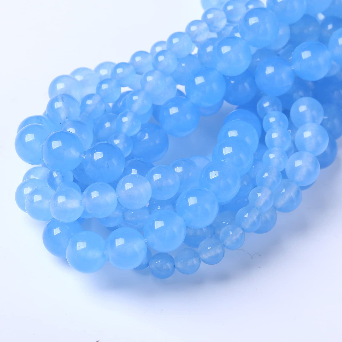36PCS 10MM Natural Aquamarine Chalcedony Stone Beads Energy Healing Beads for DIY Jewelry Bracelet Necklace Making for Jewelry Making15Inch