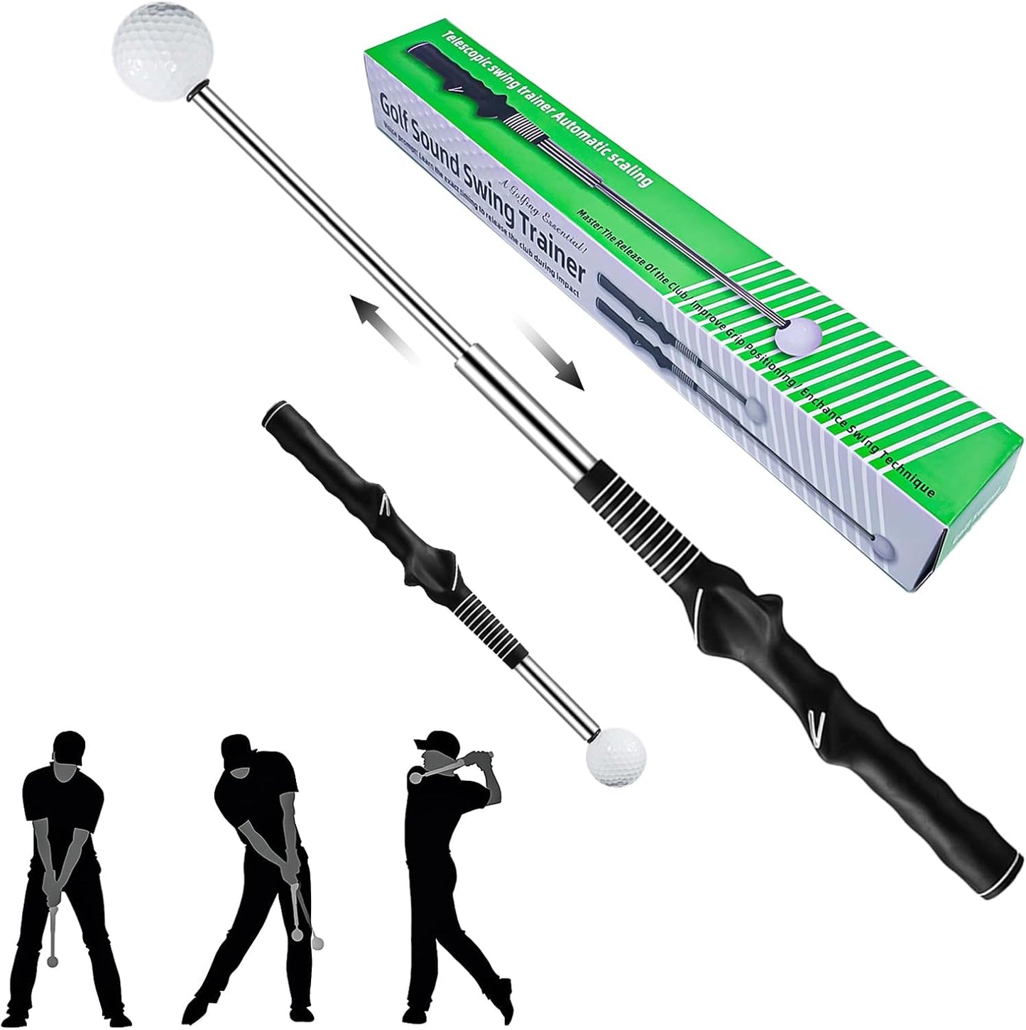 Retractable Golf Swing Training Aid - Golf Swing Trainer, Portable Grip Trainer for Indoor & Outdoor Practice, Improving Strength