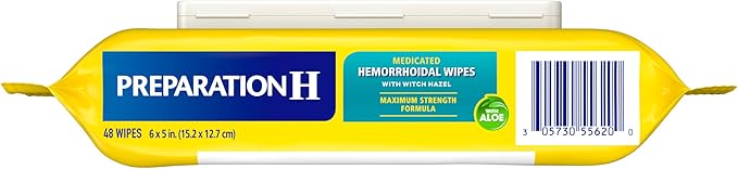Preparation H Hemorrhoid Flushable Wipes with Witch Hazel for Skin Irritation Relief - 48 Count (Pack of 4)