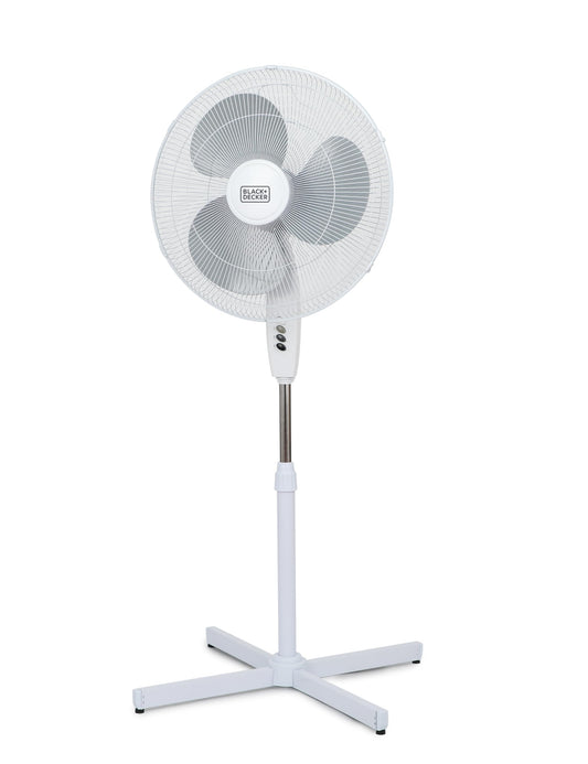 BLACK+DECKER 18-Inch Pedestal Fan, BFP18SXW, Oscillating Fan for Home and Office, Standing Fan with 3 Speed Settings, Height Adj
