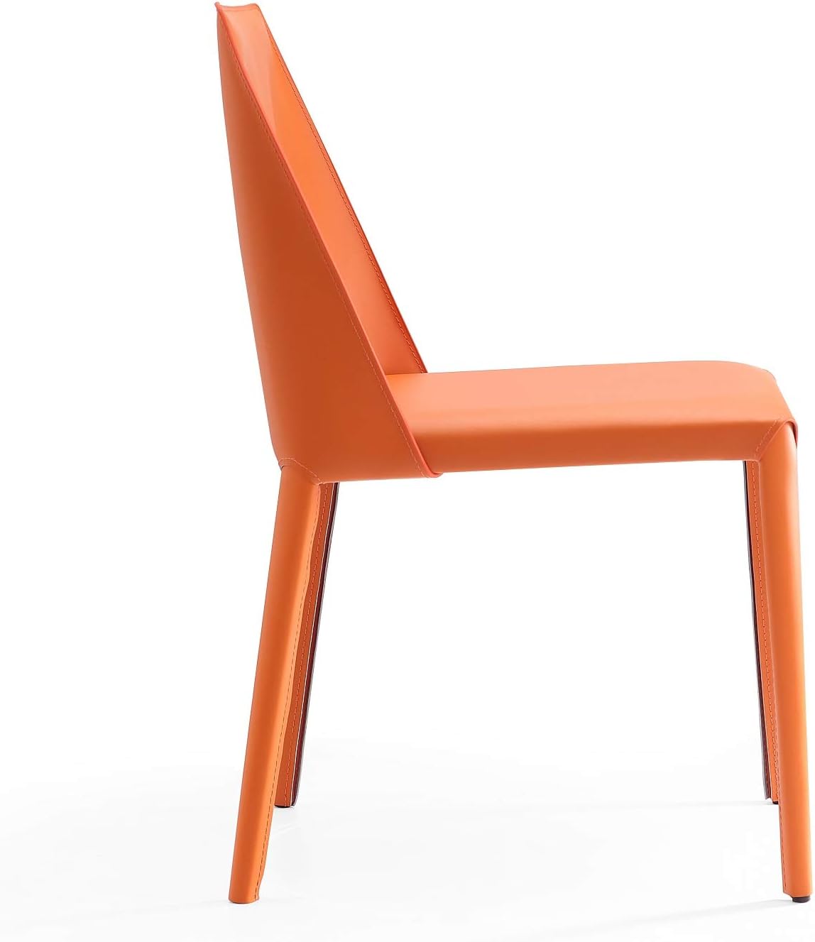 Manhattan Comfort Paris Modern Saddle Leather Dining Chairs, Metal Frame, Comfortable Padded Seat, Fully Assembled Kitchen Accent Furniture, Set of 2, Set of 2, Coral