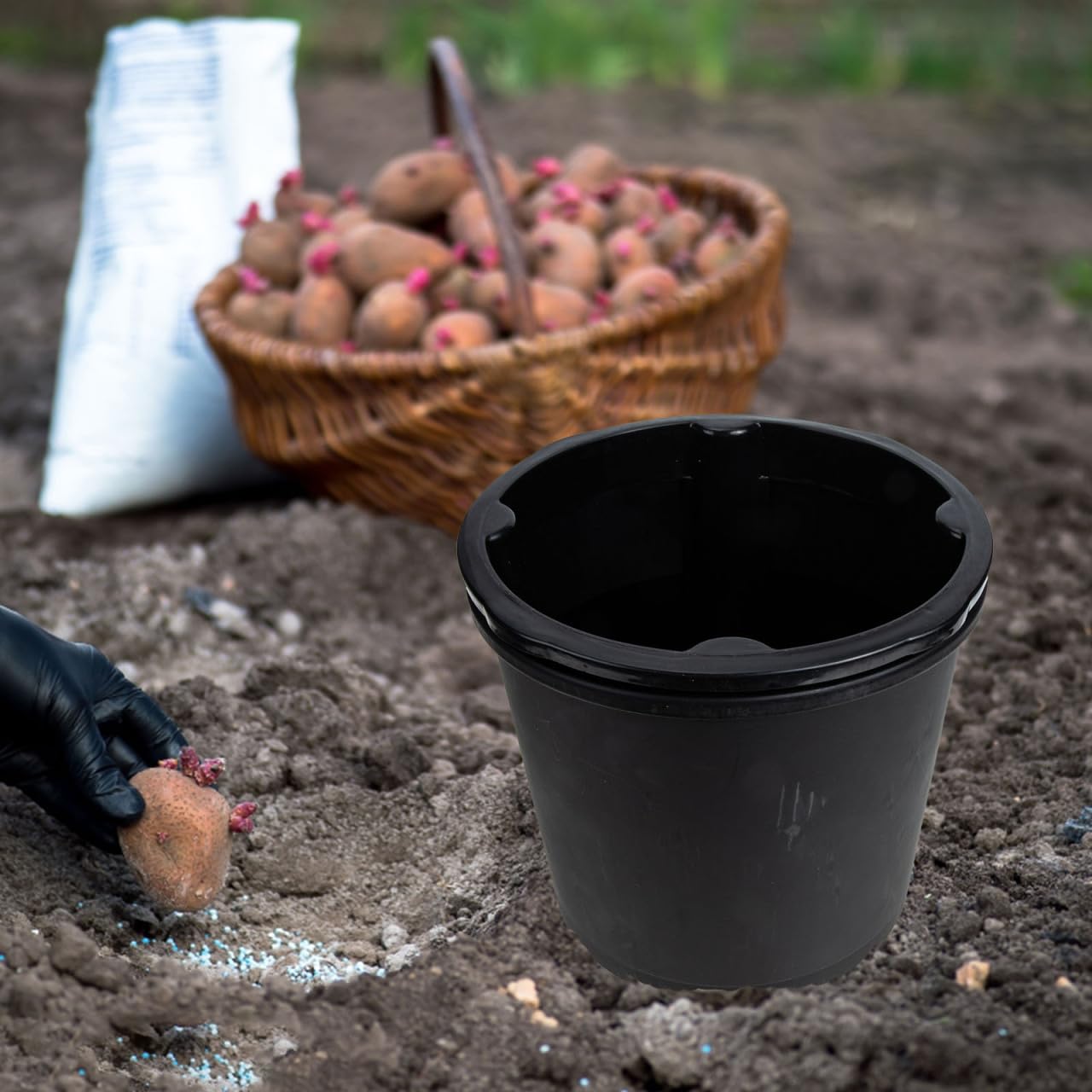 Sosoport Garden Plant Pot Potato Planter Plant Grow Bucket Tomato Groeing Pot with Drainage Hole for Vegetables Fruits Flowers