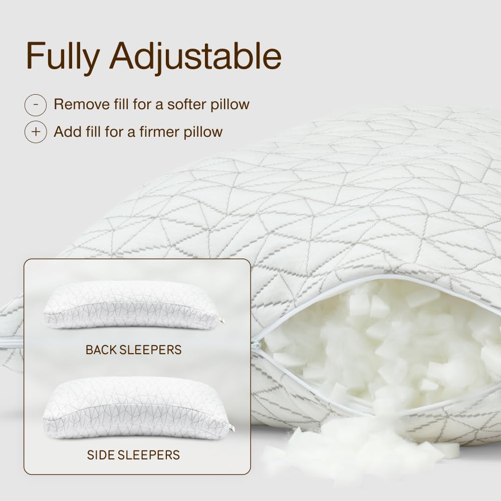 Coop Home Goods Original Crescent Adjustable Pillow, King Bed Pillows for Shoulder, Neck & Head Support, Crescent Foam Pillows - Medium Firm for Back & Side Sleeper, CertiPUR-US/GREENGUARD Gold