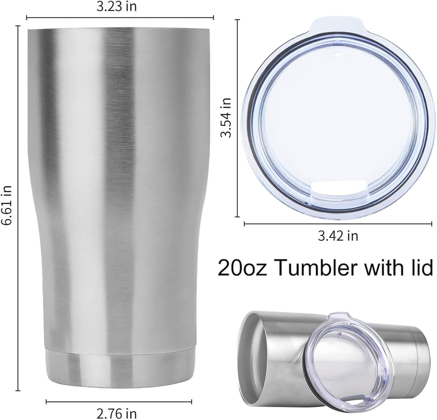 DOMICARE 20oz Tumbler with Lid Stainless Steel Tumblers Bulk, Double Wall Vacuum Insulated Coffee Travel Mug, 4 Pack Stainless Steel