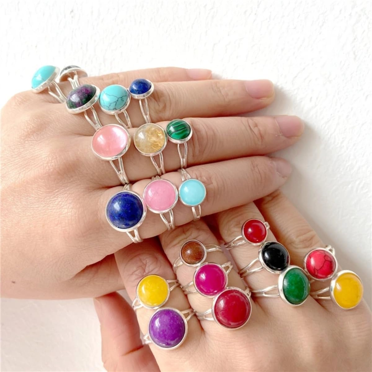20pcs 12mm Natural Stone No Hole Tiger Eye Semicircle Smooth Cabochons Beads Healing Chakra Crystal Stone Bead for Jewelry Making Rings Earrings Necklace Bracelet DIY Crafts