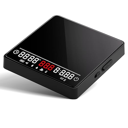Espresso Coffee Scale with Timer and Flow Rate - MUVNA 2kg/0.1g Precision Rechargeable for Pour Over, Coffee Bean Weight, Mini Portable LED Display 4 Smart Mode, Black