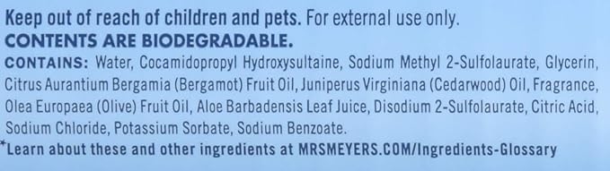 MRS. MEYER'S CLEAN DAY Hand Soap, Made with Essential Oils, Rain Water, 12.5 fl. oz - Pack of 6