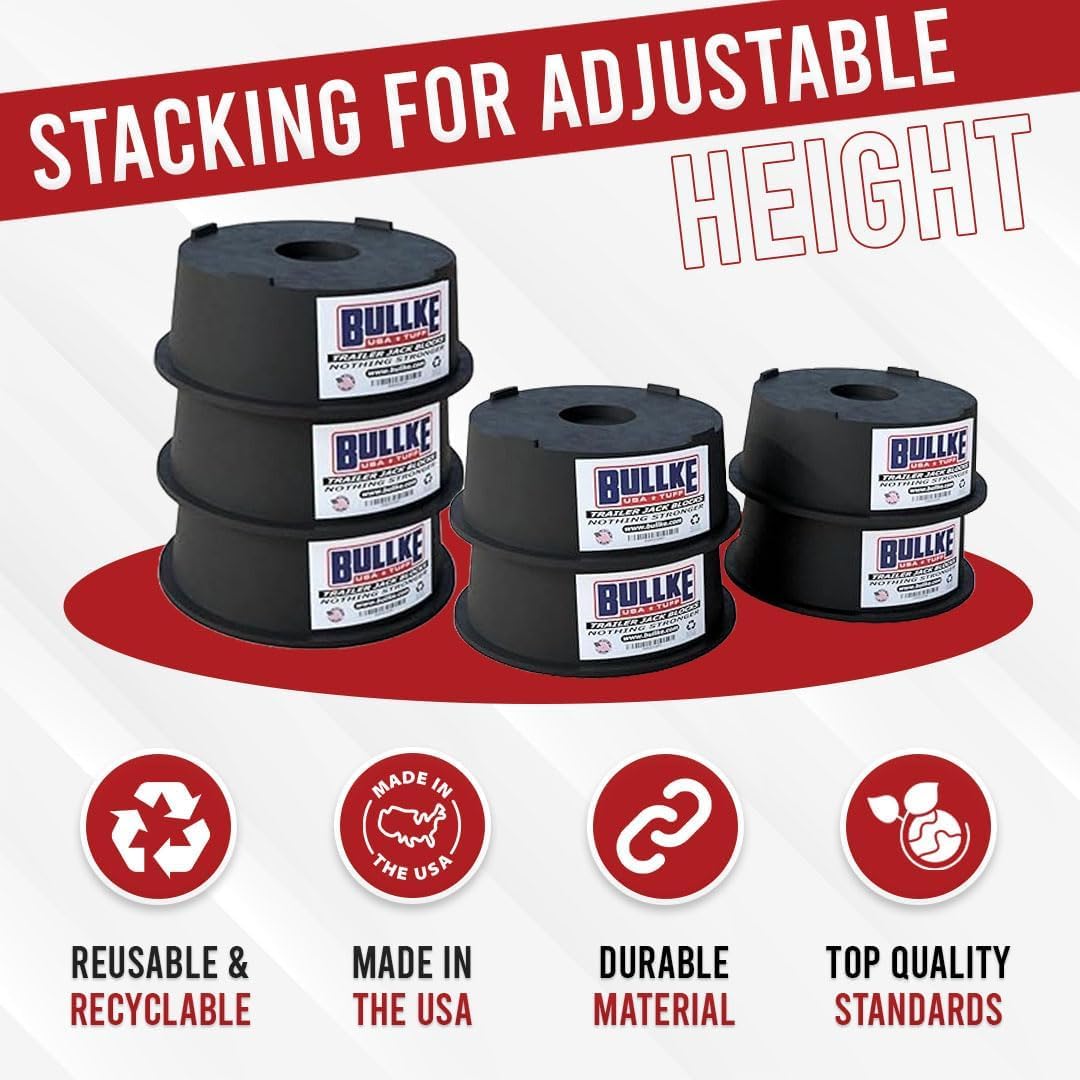 USA-Made Trailer Leveling Blocks - for RV and Camper,Heavy Duty Jack Pads, Stabilizing Blocks, UV Resistant Recycled Plastic Leveling Blocks for RVS (1)