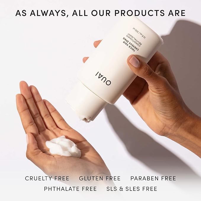 OUAI Thick Hair Conditioner Travel Size - Moisturizing Conditioner for Dry, Frizzy Hair - Keratin, Marshmallow Root, Shea Butter and Avocado Oil - Paraben, Phthalate and Sulfate Free (3 Oz)