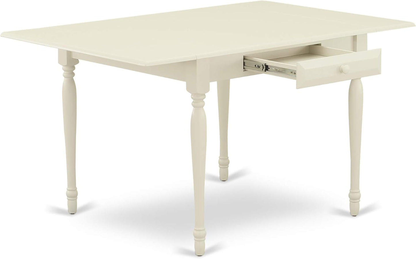 East West Furniture MZGR5-LWH-W 5 Piece Dining Set Includes a Rectangle Dining Room Table with Dropleaf and 4 Kitchen Chairs, 36x54 Inch, Linen White