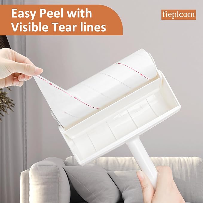 Extra Sticky Lint Roller Refills with Easy-Peel Visible Tear Lines, 6.3 Inch Wide for Pet Hair Removal on Furniture Carpet Floors Clothes, 3 Rolls (180 Sheets Total, 60/Roll)
