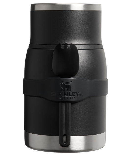 STANLEY Adventure To-Go Food Jar and Spork 24 oz | Vacuum Insulated Food Container | Wide Mouth Screw On Lid | Packable for Travel | Stainless Steel with Leakproof Lid | BPA-Free | Black 2.0