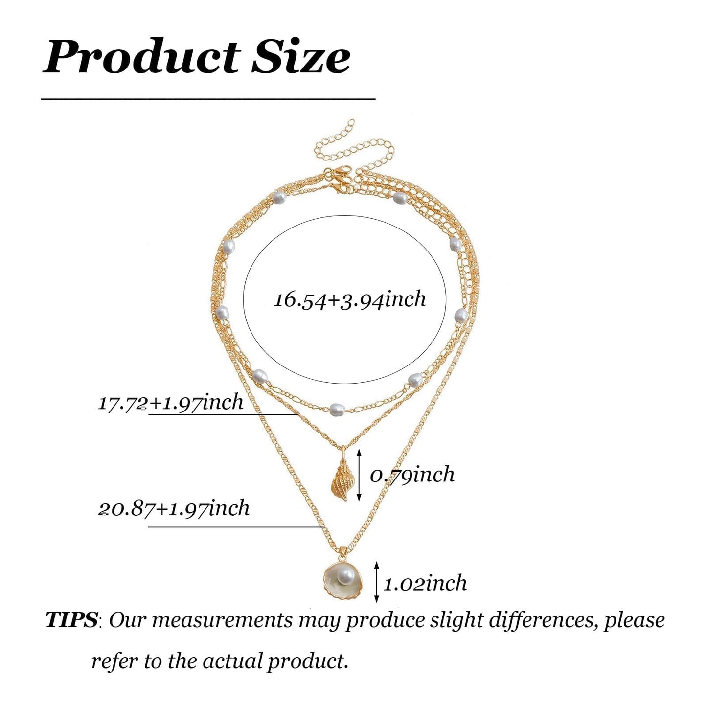 Shell Starfish Necklace for Women Gold Tone Layered Beach Jewelry Pearl Seashell Charm Adjustable Coastal Necklace for Summer Vacation Outfits Gifts
