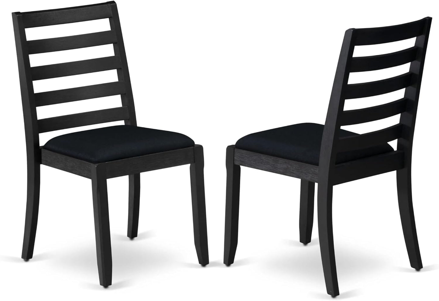 East West Furniture LGX19-BLK-24 -9 Piece Dining Set Includes a Rectangular Kitchen Table with Black Tabletop and 8 Stackable Polyester Fabric Chairs, Black