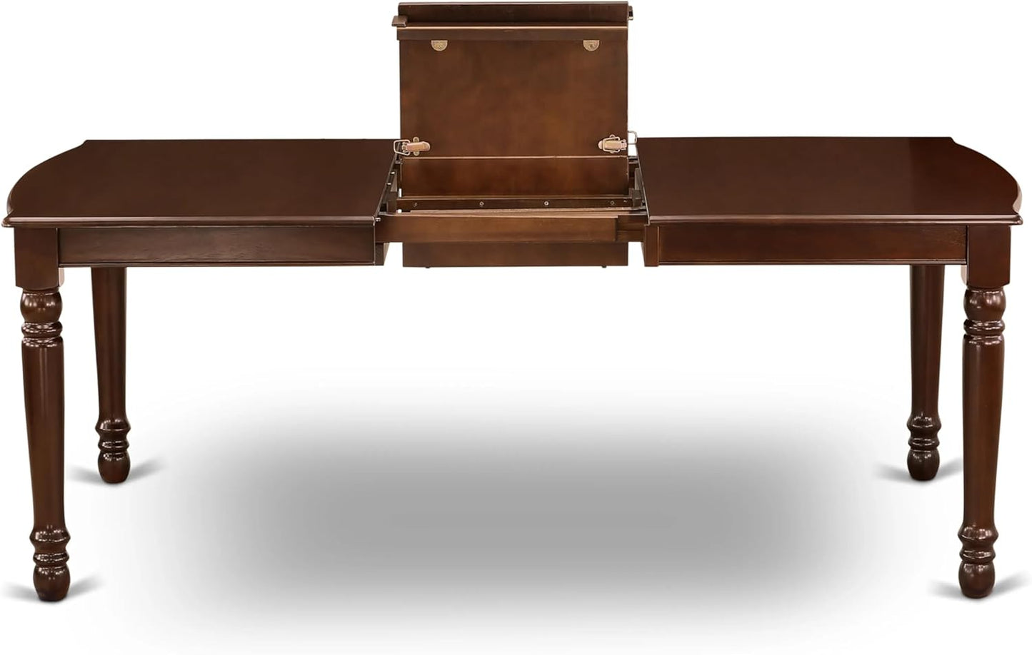 East West Furniture DOML7-MAH-W 7 Piece Dining Set Consist of a Rectangle Dining Room Table with Butterfly Leaf and 6 Wood Seat Chairs, 42x78 Inch, Mahogany