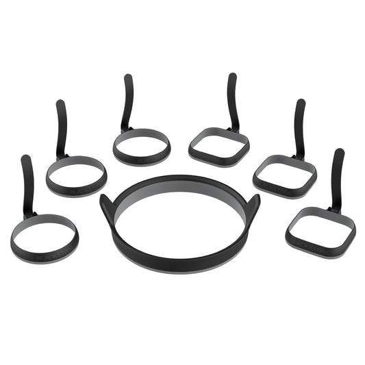 Blackstone Egg & Omelet Ring Kit (7 Piece Set) – Non Stick Silicone Egg & Omelette Cooker Mold for Pancake, Patties & English Muffin – Round Egg Cooking Shaper–Griddle Accessories for Breakfast - 5515
