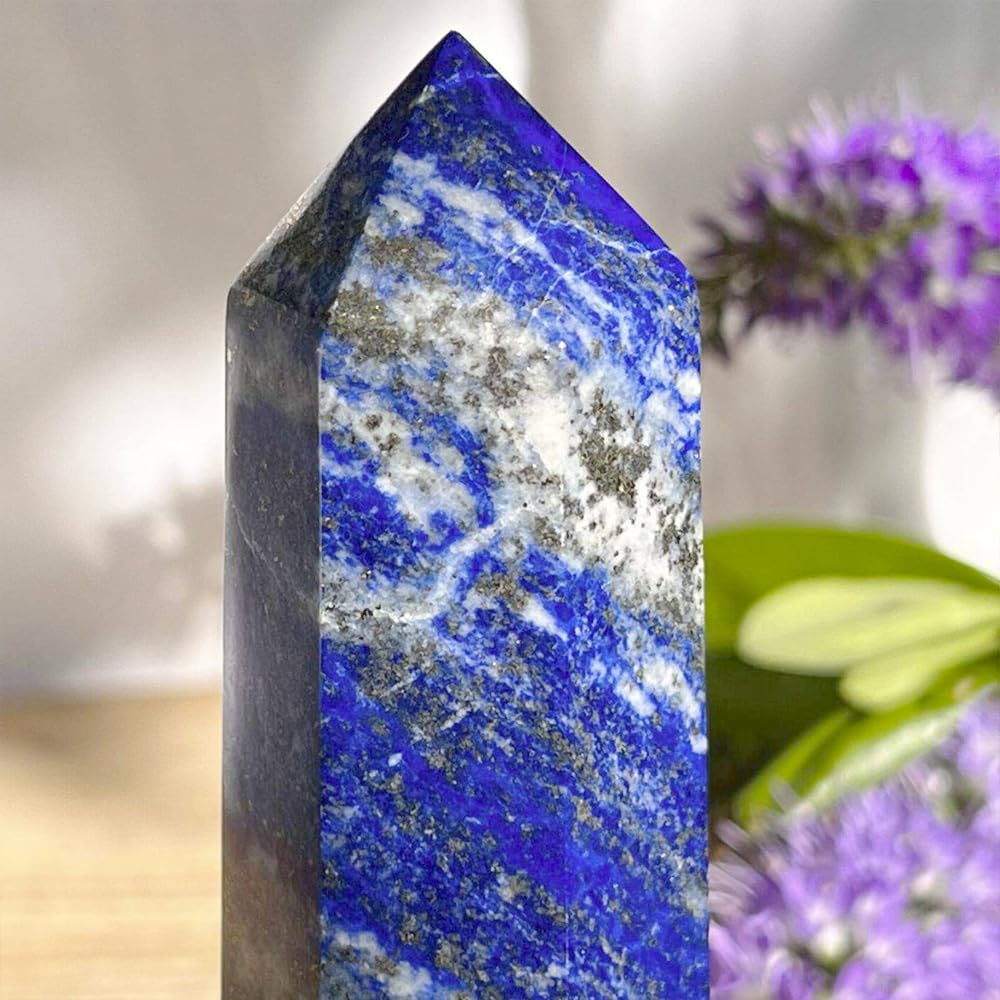 Natural Lapis Lazuli Crystal Point - 5.8-6.2 inch Raw Stone Hand-Polished Wand for Third Eye Activation, Chakra Balancing,Spiritual Healing & Meditation(Lapis Lazuli /5.8-6.2 inch 2pcs)