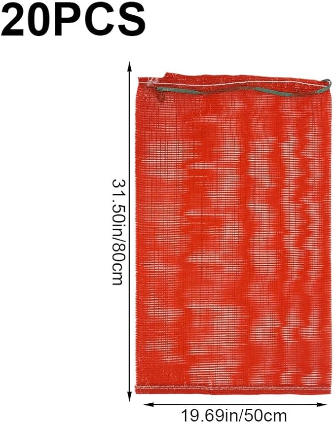 Reusable Produce Mesh Bag 20pcs Extra Large Washable Mesh Bags, Ventilated Storage Sack Drawstring Onion Storage Bag for Fruit, Vegetable