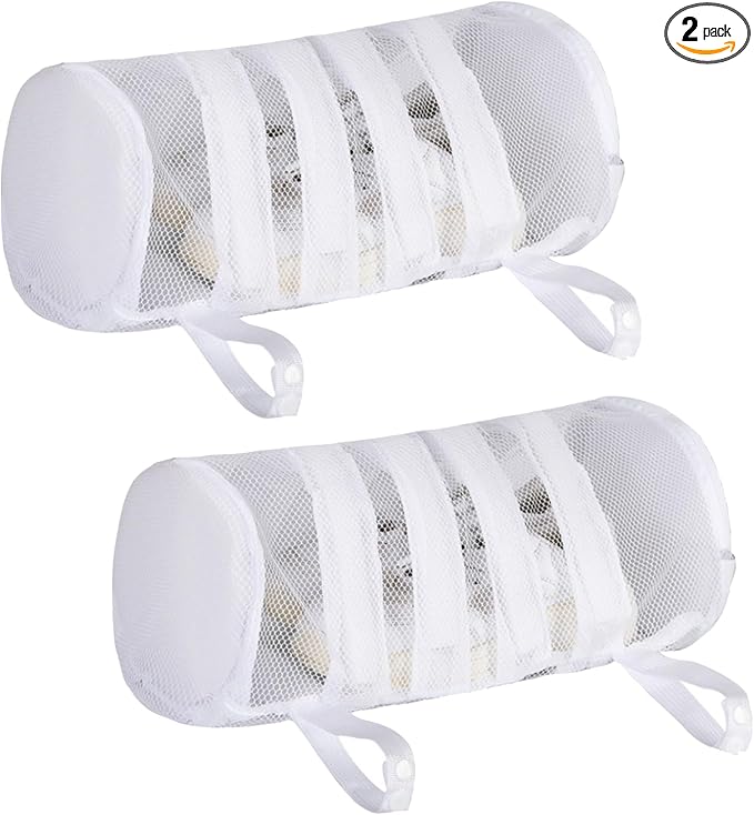 Shoe Wash Bags, Mesh Cleaning Bags for Sneaker, Underwear, Socks, Hangable Mesh Laundry Bags for Washing Machine, 2 Packs