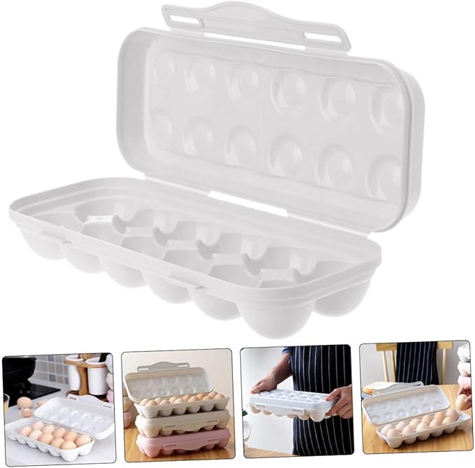 Compartment Gray Plastic Egg Storage Bin with Airtight Lid Anti-crack Refrigerator Organizer Box for Kitchen Preservation and Easy Handling Stackable Egg Holder for Home Use