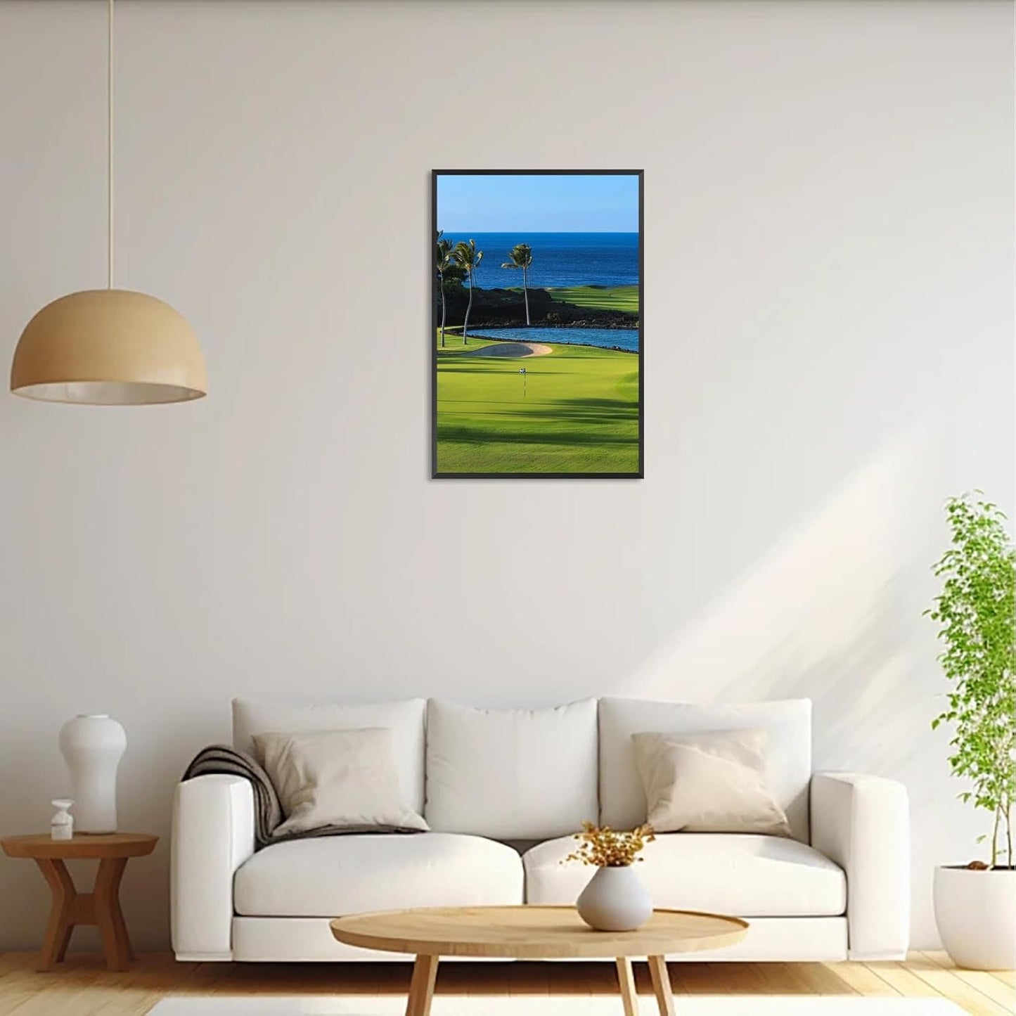 Trendy Golf Course Poster Golf Seascape Landscape Canvas Wall Art Sports Lover Aesthetic Pictures Prints Painting For Living Room Bedroom Office Wall Decor 24x36in Wframed