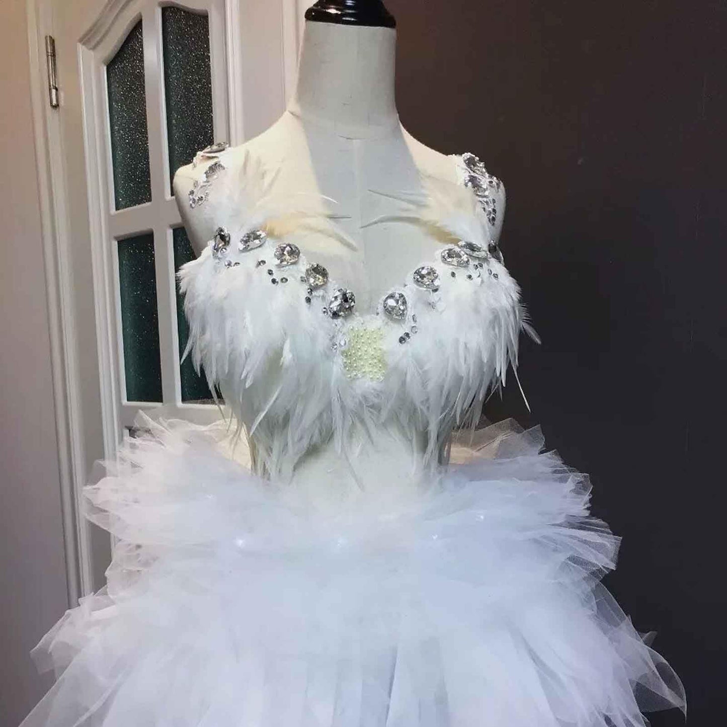 Lime Green Rooster Feather Fringe Trim 14.7ft 3-5inch Fluffy Feather Trim Fashion Dress Sewing Crafts,Gloves,Feather Shawl Cape, DIY Handbag and Wedding Decoration