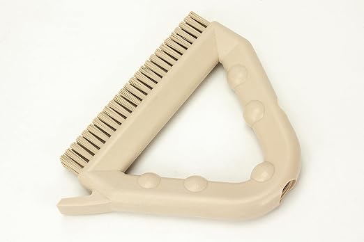 SPARTA Plastic Commercial Grout Brush, Triangle-Shaped Scrub Brush with Scraper and Two Threaded Holes for Attaching Handle (Sold Separately), 9 x 7 x 7 Inches, Tan
