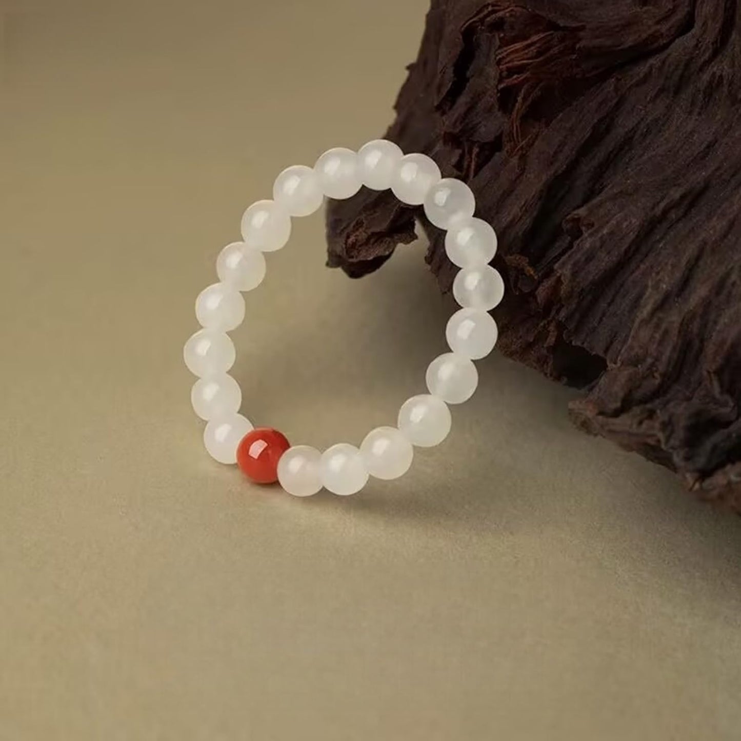 Cryhand White red Jade Bracelets For Men Protection Healing Crystal Bracelet For Women Spiritual Charms Stretchy 8mm Beaded Lucky Handmade Anxiety Braceletss