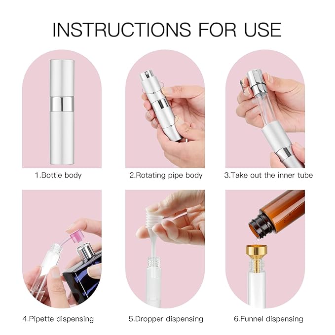 Tekson 8ml Travel Perfume Atomizer Refillable, Mini Cologne Spray Bottle Empty, Small Aftershave Portable Sprayer for Liquid Dispenser (Blue&Gold)