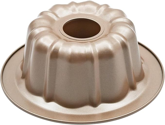 4.5'' Mini Bundt Cake Pan, Carbon Steel Round Fluted Tube Cake Pan, Non-stick Kugelhopf Cake Baking Mold for Cupcake Brownie Pudding (1pc, 4.5'')