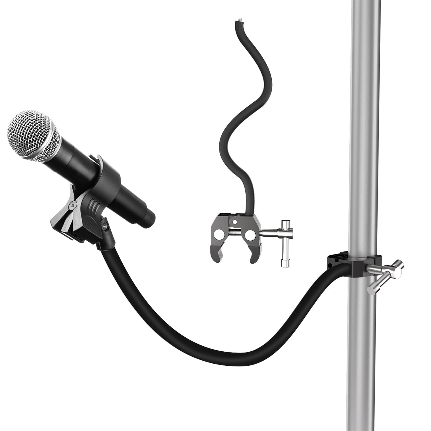 Mippko Gooseneck Microphone Stand,19.69 Flexible Adjustable Arm Super Crab Clamp Mic Clip 3/8-16 to 5/8-27 Adapter Mount,Compati
