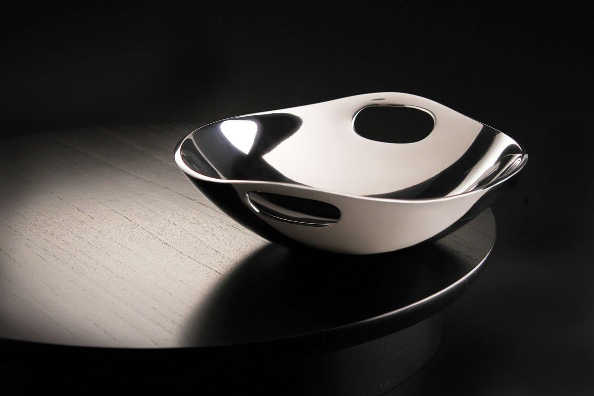 nambe Handled Bowl | Made of Metal Alloy | 10 Inch Serving Bowl for Snacks, Nuts, and Fruit | Use for Countertop Display and Home Bar Décor | Designed by Neil Cohen