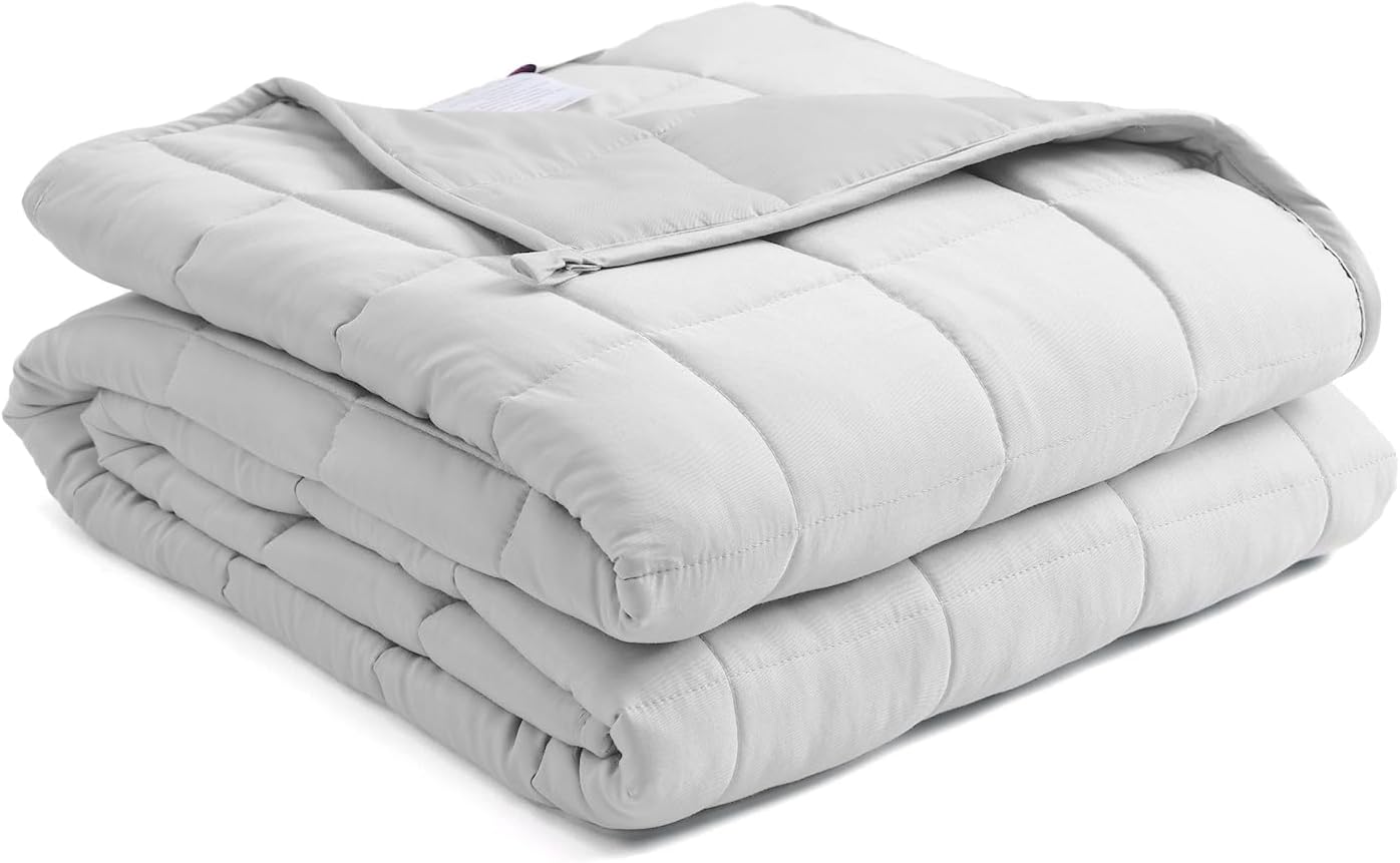BB BLINBLIN Cooling Weighted Blanket Heavy Blanket, Calm and Sleep, Premium Soft and Comfortable Material and Glass Beads (Light Grey, 60''x80'' 20lbs), Suit for Adult(~190lb) Use on Queen/King Bed