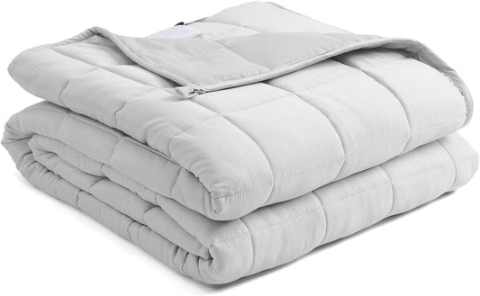 BB BLINBLIN Cooling Weighted Blanket Heavy Blanket, Calm and Sleep, Premium Soft and Comfortable Material and Glass Beads (Light Grey, 60''x80'' 12lbs), Suit for Adult(~110lb) Use on Queen/King Bed