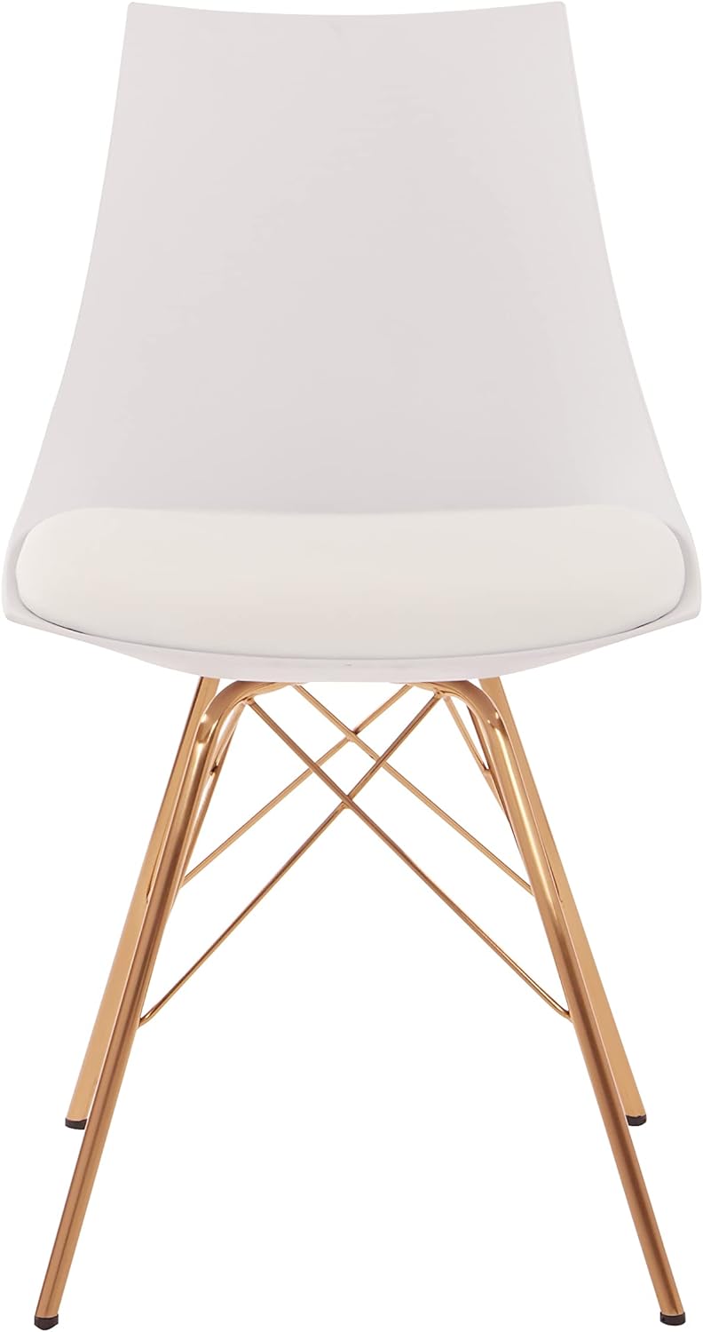 OSP Home Furnishings Oakley Mid-Century Modern Bucket Chair, Faux Leather,White