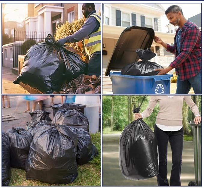 Teivio 40-45 Gallon Large Black Trash Bags 30 Counts All Purpose Trash Bags,39,40,42,44,45 Gal,Heavy Duty Garbage Bags,For Industrial, Commercial, Construction, Outdoor, Lawn, Leaf, Can liners