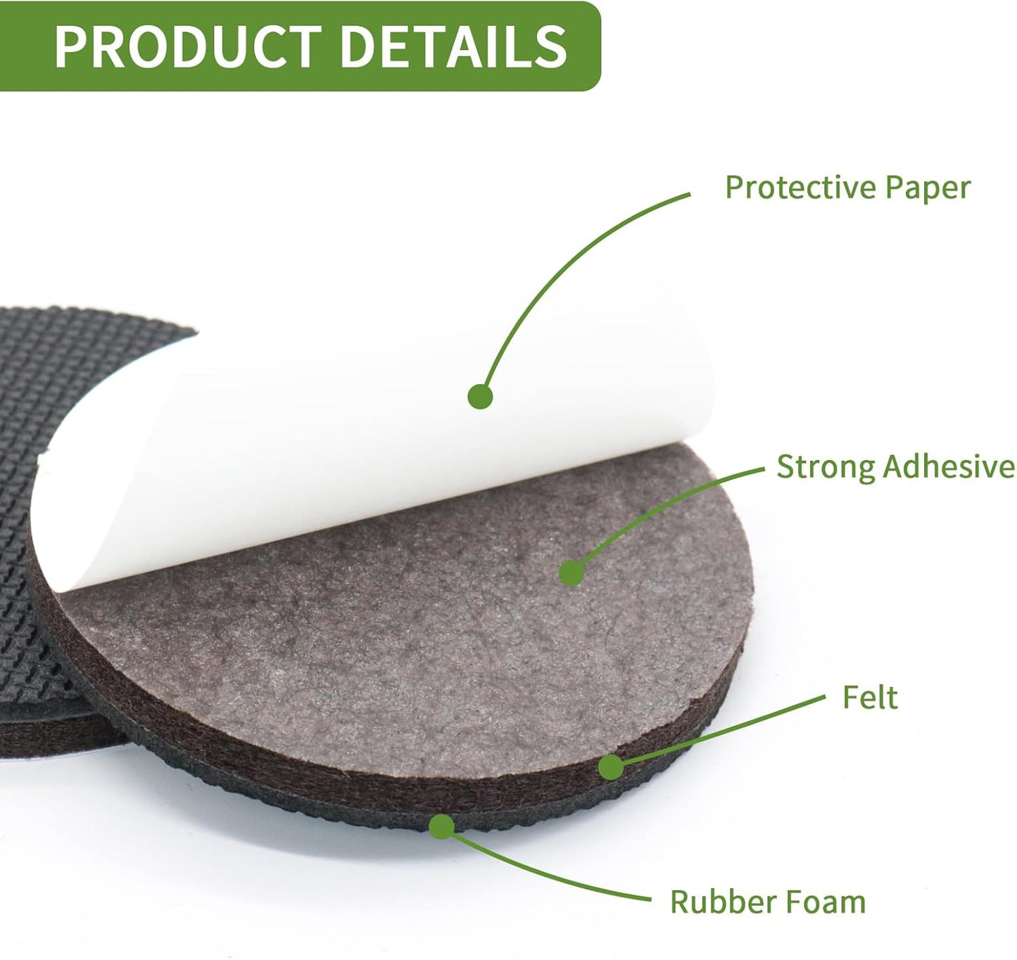 Non Slip Furniture Pads 16 PCS 3'' Round - Anti Slip Furniture Pads - Self Adhesive Rubber Feet Furniture Feet - Chair Leg Floor Protectors - Keep Furniture in Place