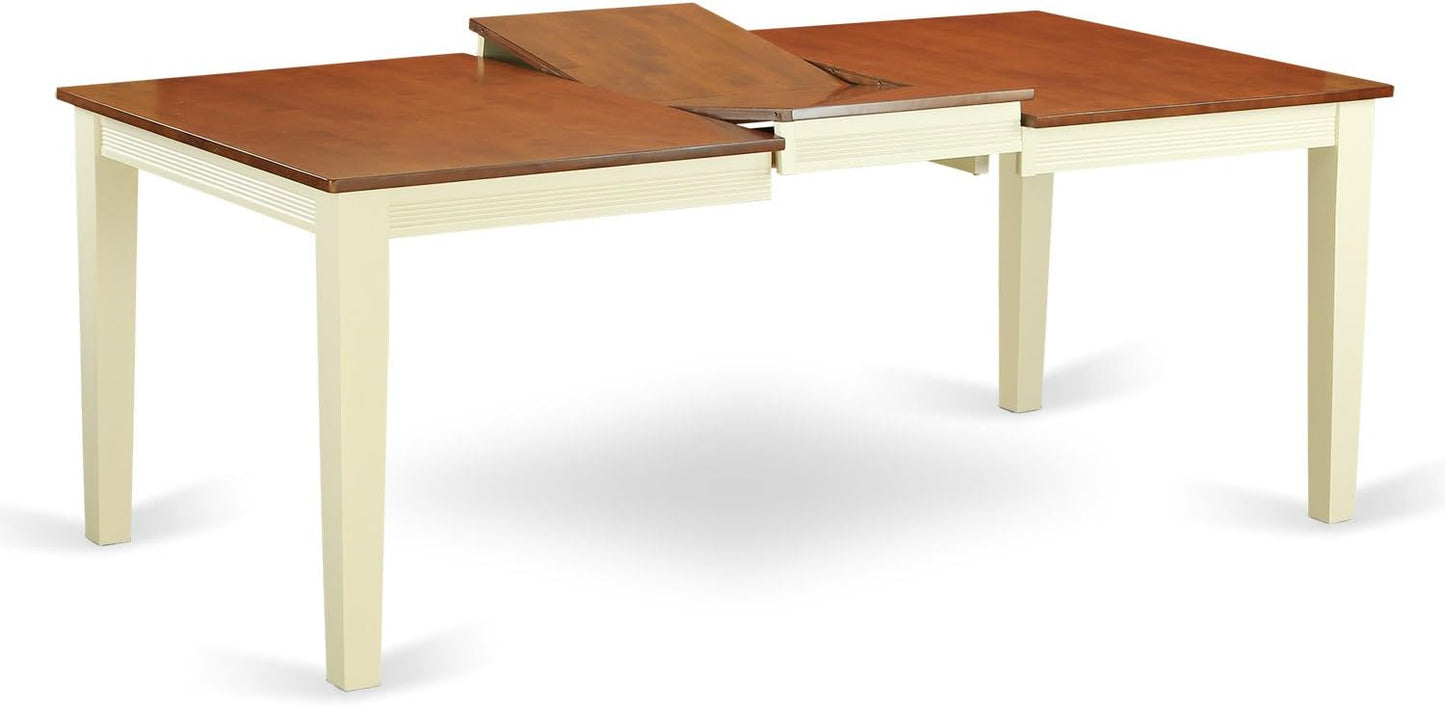 East West Furniture QUWE5-BMK-W 5 Piece Kitchen Table & Chairs Set Includes a Rectangle Dining Room Table with Butterfly Leaf and 4 Dining Chairs, 40x78 Inch, Buttermilk & Cherry