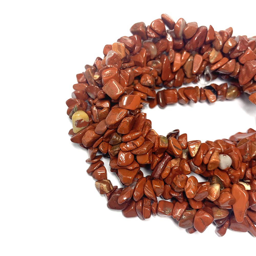 31 inches Chip Stone Loose Gemstones Beads Drilled Strand for Jewelry Making (Flame Jasper)
