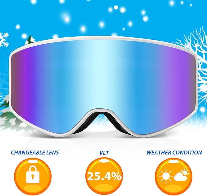 EXP VISION Ski/Snowboard Goggles Parent-child Snow Goggles Over Glasses for Men, Women Youth Kids