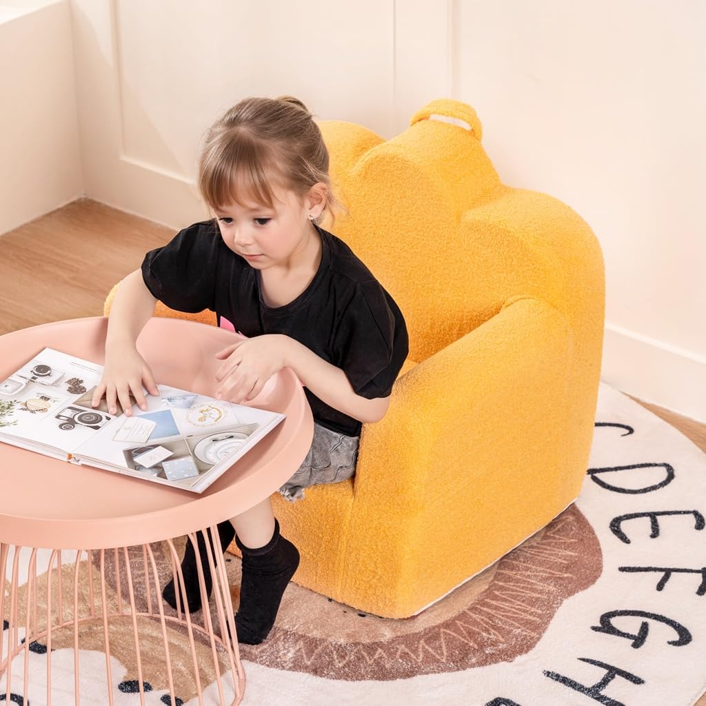 Tiita Kids Couch Plush Toddler Chair, Cloud-Like Glow in The Dark Kids Sofa Toddler Reading Chair with Washable Cover Carrying Handle, Convertible Children Sofa Chair for Girls and Boys
