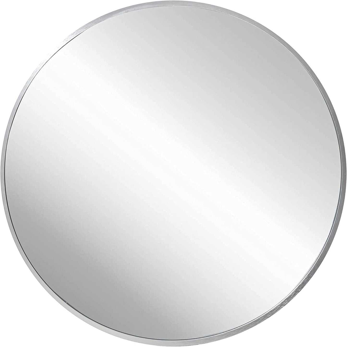 FrameWorks 20" Deluxe Contemporary Silver Circular Aluminum Mirror