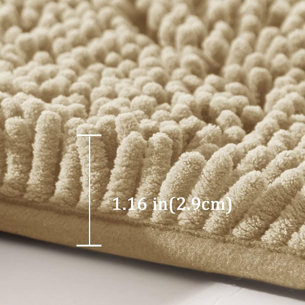 SONORO KATE Bathroom Rug,Non-Slip Bath Mat,Soft Cozy Shaggy Durable Thick Chenille Bath Rugs for Bathroom,Plush Rugs for Bathtubs,Water Absorbent Rain Showers and Under The Sink (Beige, 36"×24")